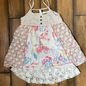 Free Planet Floral Kids Dress - Cream and Pink